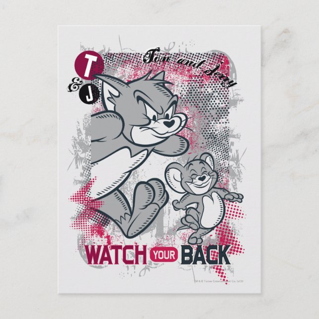 Tom och Jerry klocka din baksida Vykort (Framsida)