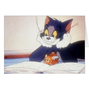 Tom och Jerry läste en bok Hälsningskort