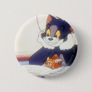 Tom och Jerry läste en bok Knapp