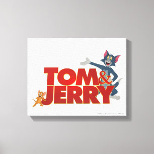 Tom och Jerry med Logotyp Canvastryck