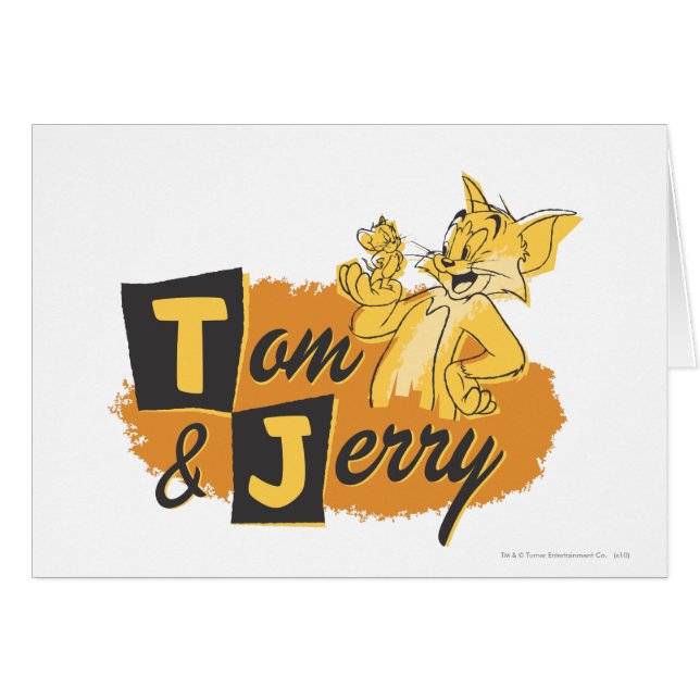 Tom och Jerry Mouse i Tass Logotyp Hälsningskort (Framsidan Horizontal)