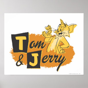 Tom och Jerry Mouse i Tass Logotyp Poster