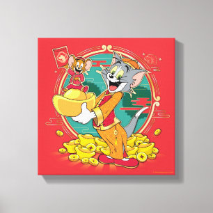 Tom och Jerry New Years Red Kuvert Canvastryck