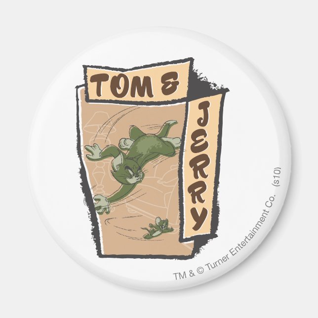 Tom och Jerry på en Tan Couch Magnet (Framsidan)