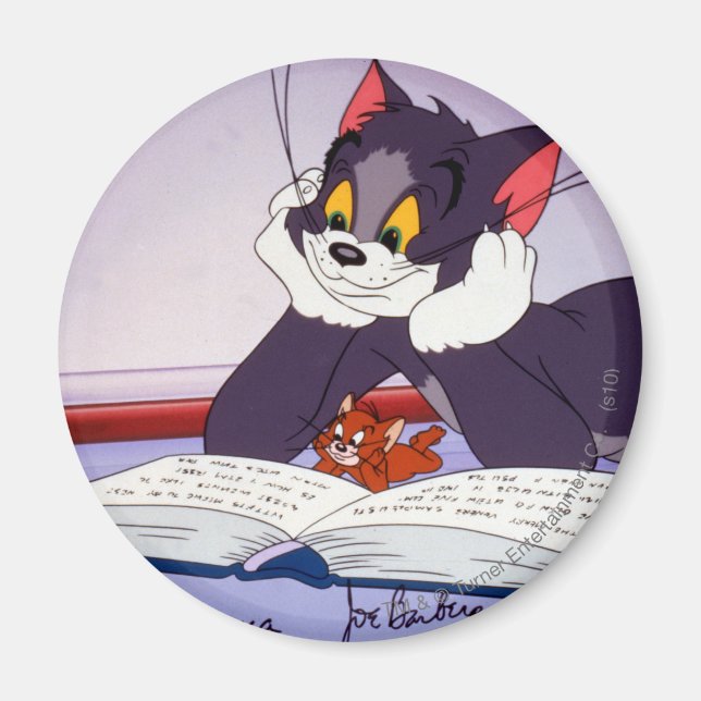 Tom och Jerry Reading Bok Autographed Magnet (Framsidan)