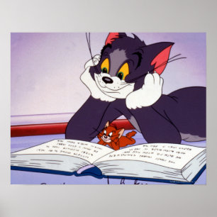 Tom och Jerry Reading Bok Autographed Poster
