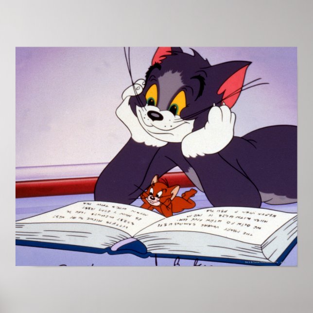 Tom och Jerry Reading Bok Autographed Poster (Framsidan)