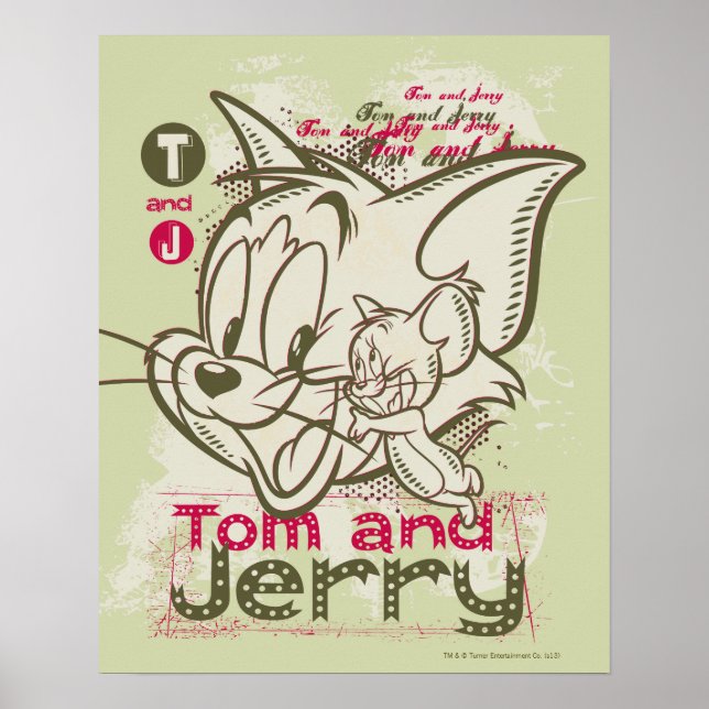 Tom och Jerry Rosa och Grönt Poster (Framsidan)