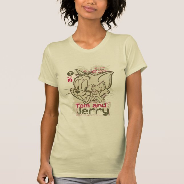 Tom och Jerry Rosa och Grönt T-shirt (Framsida)