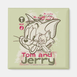 Tom och Jerry rosor och grönt Magnet