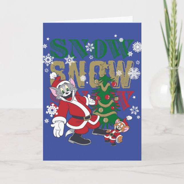 Tom och Jerry Santas av Träd Helgkort (Framsida)
