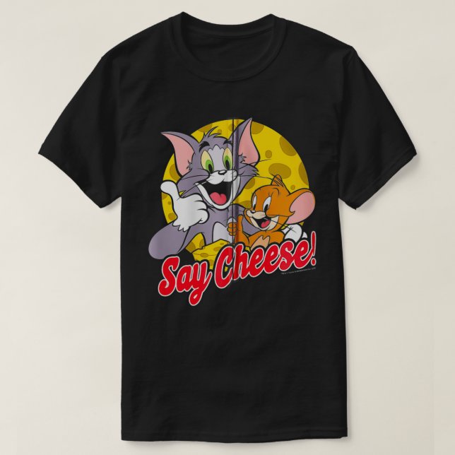 Tom och Jerry say Cheese Porträtt Zip T Shirt (Design framsida)