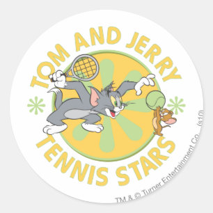Tom och Jerry tennisstjärnor 5 Runt Klistermärke