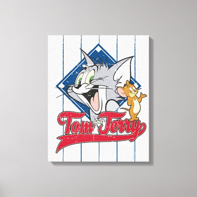 Tom och Jerry | Tom och Jerry på Baseball Diamond Canvastryck (Framsida)