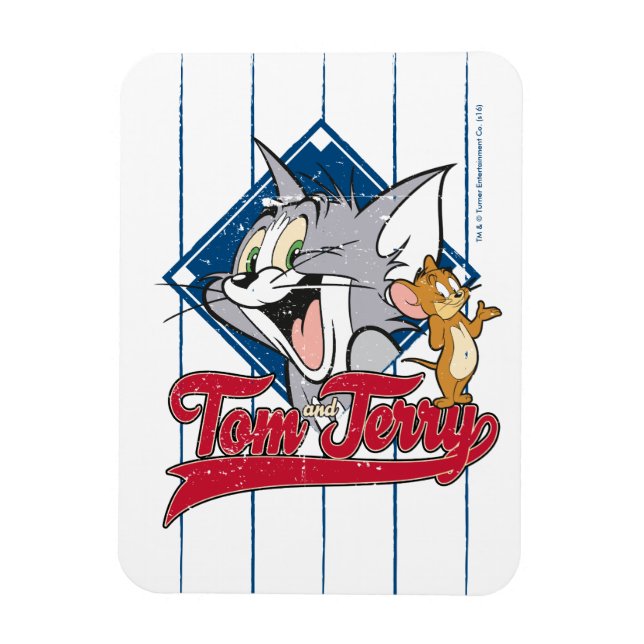 Tom och Jerry | Tom och Jerry på Baseball Diamond Magnet (Vertikal)