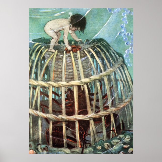 Tom och Lobster av Jessie Willcox Smith Poster (Framsidan)