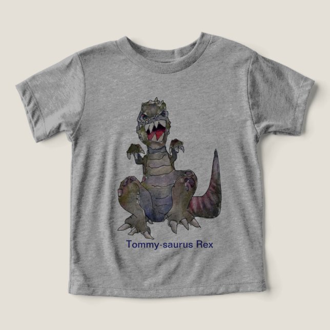 Tom-osaurus Rex Tecknad Dinosaur T-Shirt (Design Framsida)