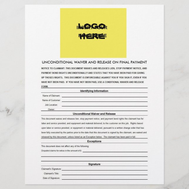 Tom ovillkorlig undantag och frisläppningsslut (Framsida)