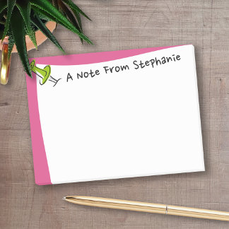 Töm penselpenna från skrivbordet med eget namn post-it block