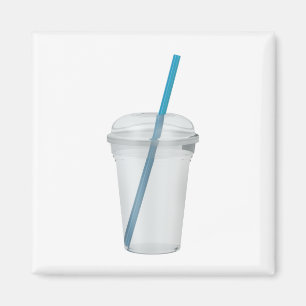 Tom plastsmoothie kopp med halm magnet