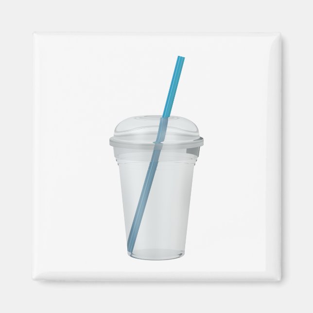 Tom plastsmoothie kopp med halm magnet (Framsidan)