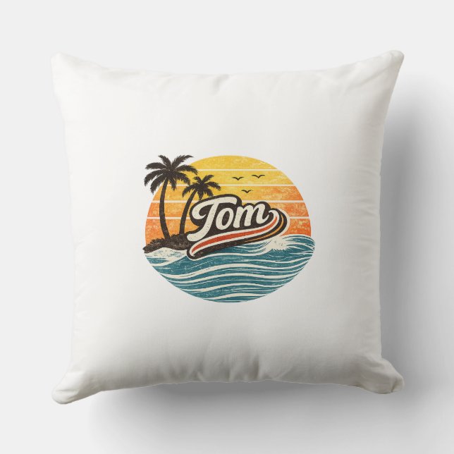 Tom Retro Sunset Namndesign Kudde (Baksida)