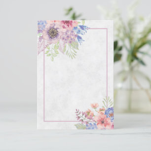 Tom rosa och blå akvarell blommande bröllopsinbjud inbjudningar