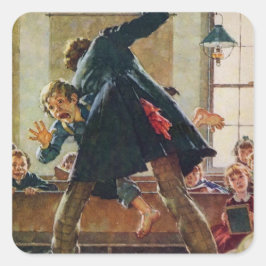 Tom Sawyer - Schoolmaster whipping Fyrkantigt Klistermärke