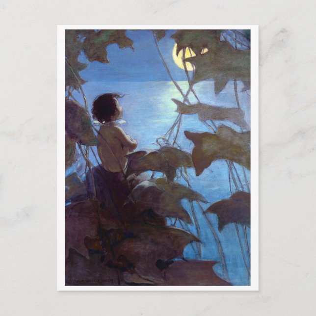 Tom ser på månen, Jessie Willcox Smith Vykort (Framsida)