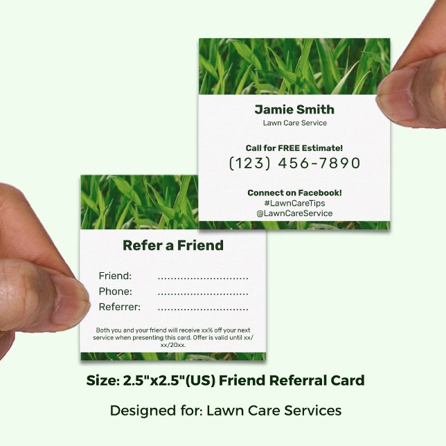 Tom, skrivbar version, redigerbar grönytevård  rabattkort (Blank, Writable Version, Editable Lawn Care Referral Card; Size: 2.5 x 2.5 Inch)