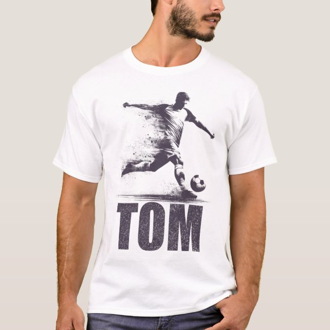Tom Soccer Boys Personalized First Name Tom  T Shirt (Framsida)