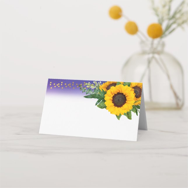 Tom Sunflower för Handskriven Bröllopskort Placeringskort (Framsida)