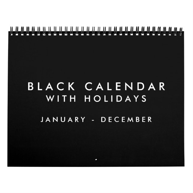 Tom svart kalender med Helgdagar 12 månader (Omslag)