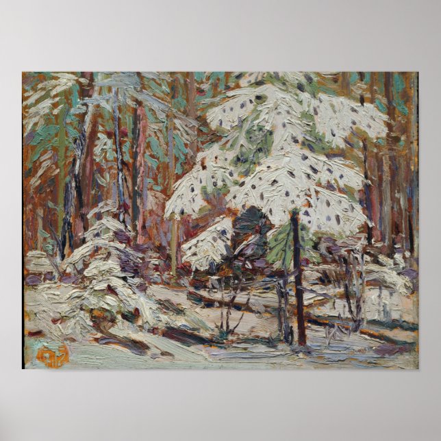 Tom Thomson Ligcape Painting Snö i Skogen Poster (Framsidan)