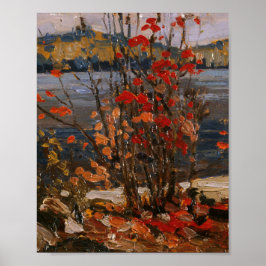 Tom Thomson Painting Sjö och Red Träd Ontario Poster