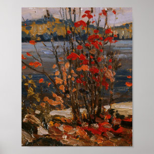Tom Thomson Painting Sjö och Red Träd Ontario Poster
