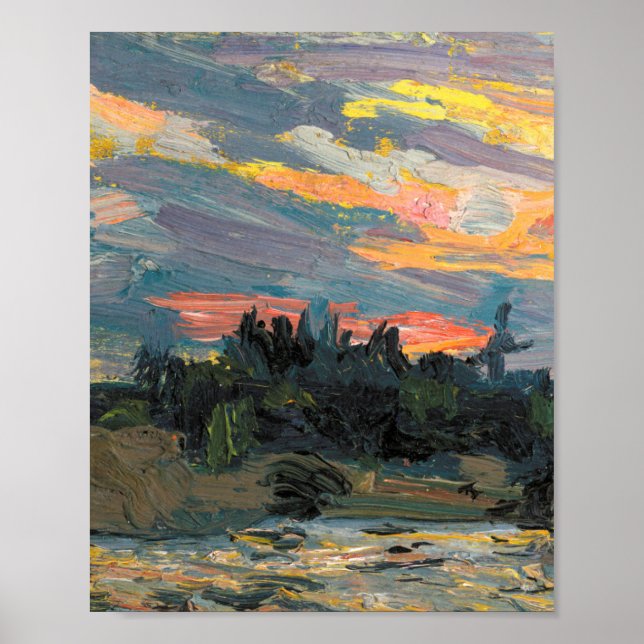 Tom Thomson Painting Sunset Canoe Sjö Onatario Poster (Framsidan)