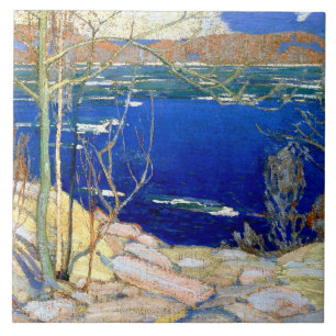 Tom Thomson - Vår Ice, populär målning, Kakelplatta