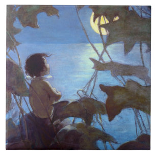 Tom tittar på Måne, Jessie Willcox Smith Kakelplatta
