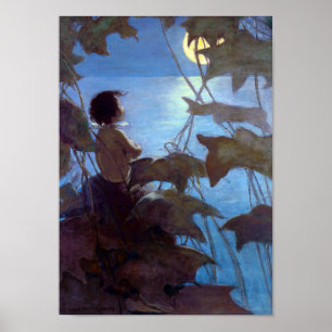 Tom tittar på Måne, Jessie Willcox Smith Poster