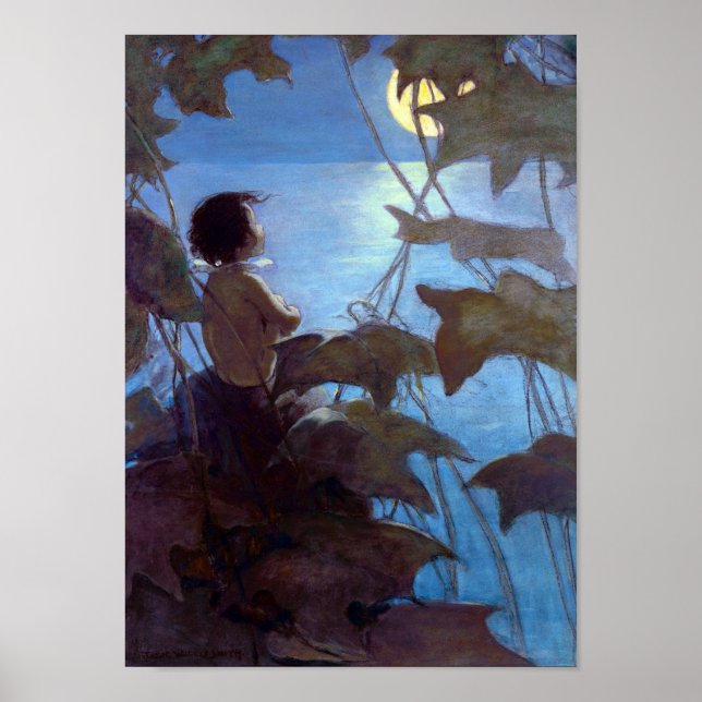 Tom tittar på Måne, Jessie Willcox Smith Poster (Framsidan)