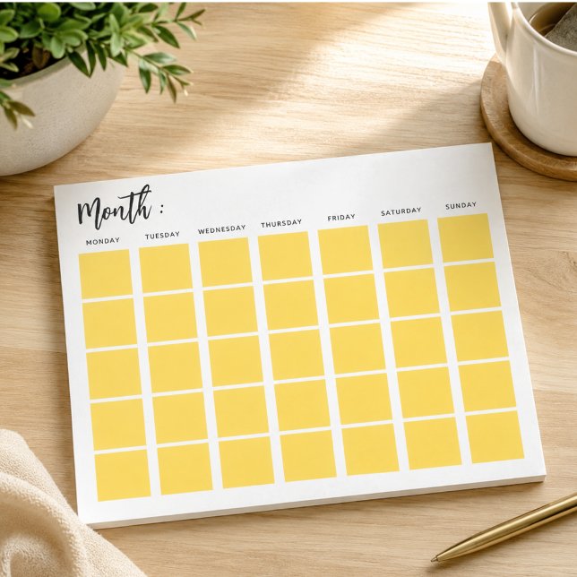 Tom tom månadskalender  anteckningsblock (Blank monthly calendar notepad)