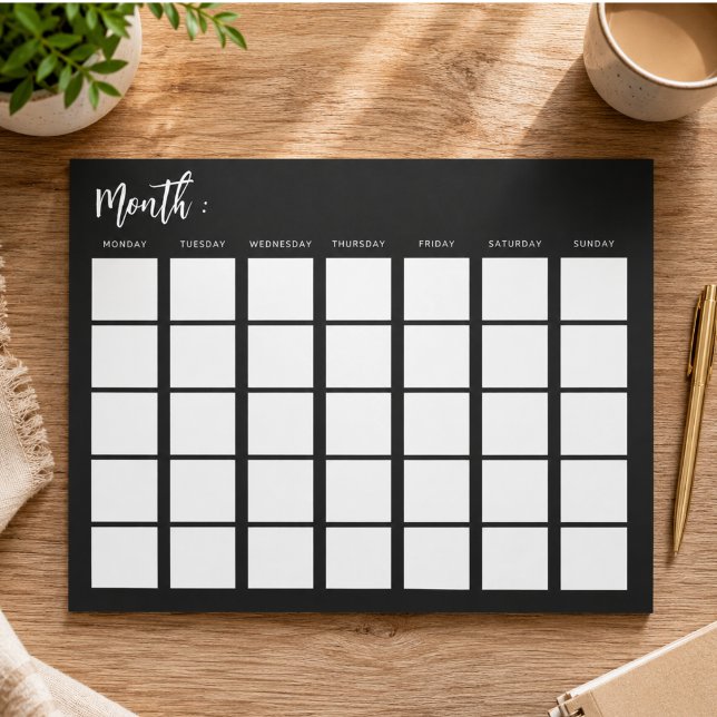 Tom tom månadskalender  anteckningsblock (Blank monthly calendar notepad)