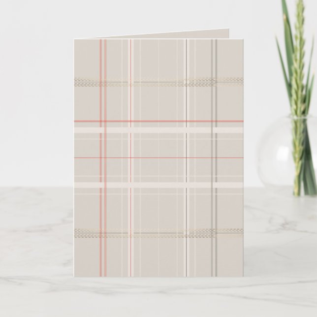 Tom Traditionell Rutig Mysig Stuga Beige Jul Helgkort (Framsida)