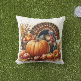 Tom Turkiet och Pumpkin Thanksgiving Helgdag Kudde