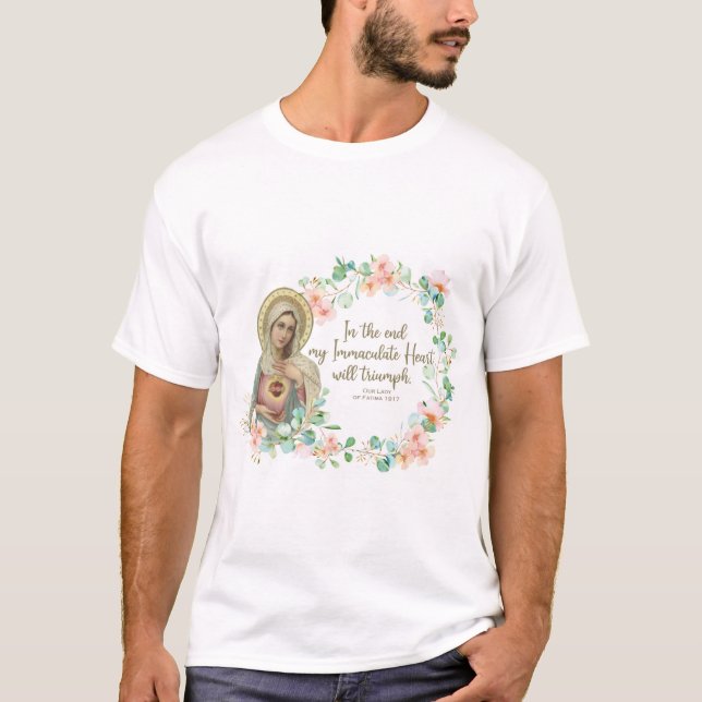 Tom Virgin Mary Fatima Religiösa katolik T Shirt (Framsida)