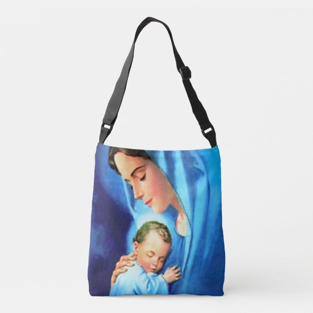 Tom Virgin Mary med Baby Jesus Axelväska (Baksida)