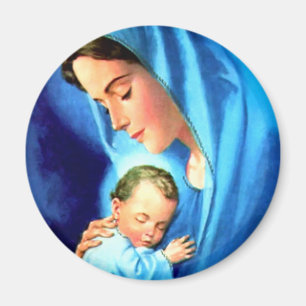 Tom Virgin Mary med Baby Jesus Magnet