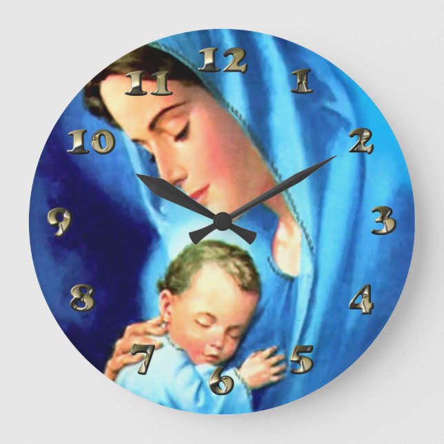 Tom Virgin Mary med Baby Jesus Stor Klocka (Framsida)