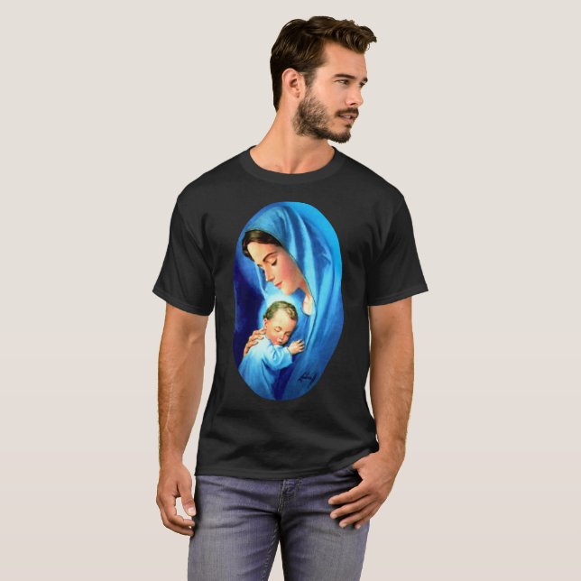 Tom Virgin Mary med Baby Jesus T Shirt (Hel framsida)